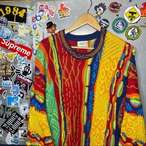 VTG 90s Coogi Hand Knit Biggie Smalls Cosby Sweater 3D Crewneck Men’s Size L
